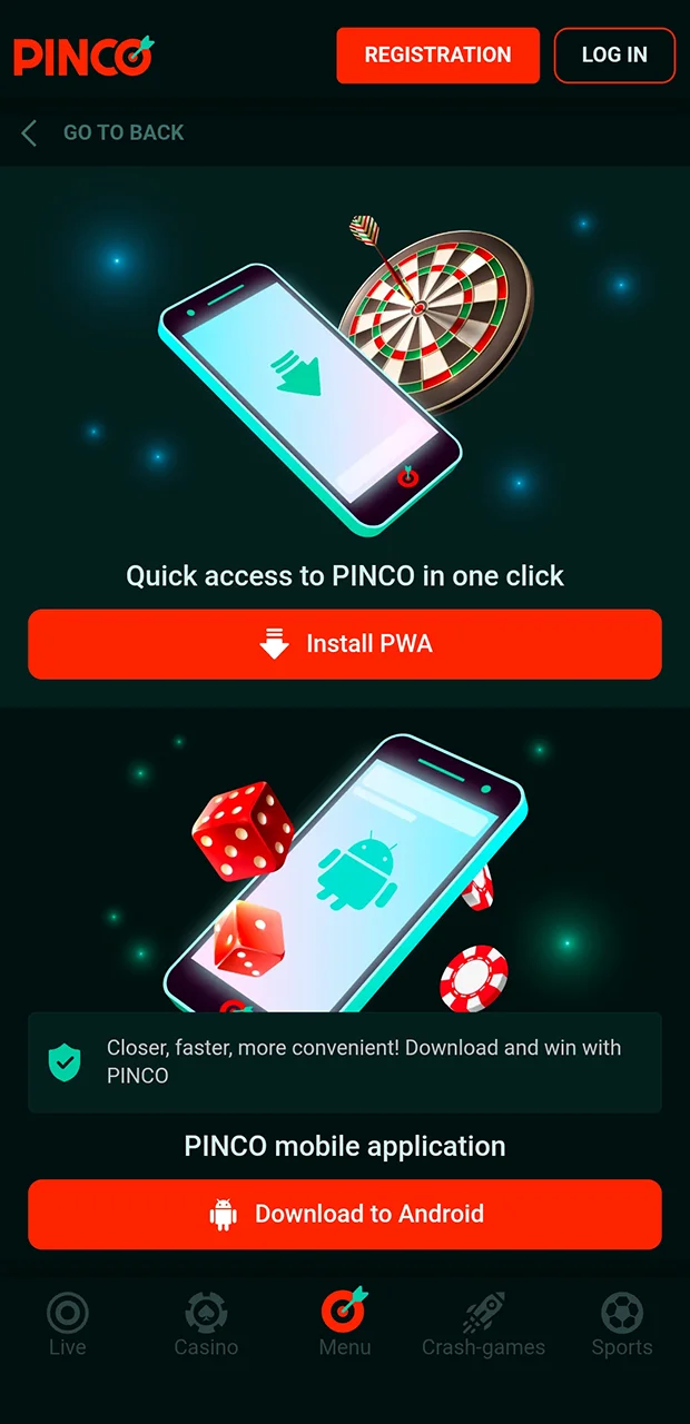 Start downloading the Pinco application.