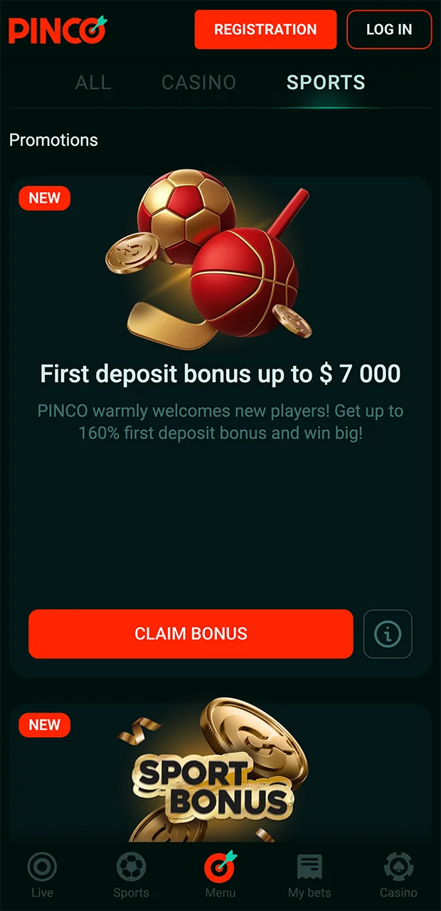 Promotions from Pinco Casino.