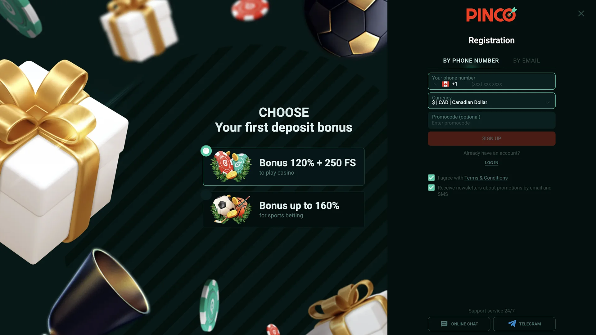 Pinco registration form.