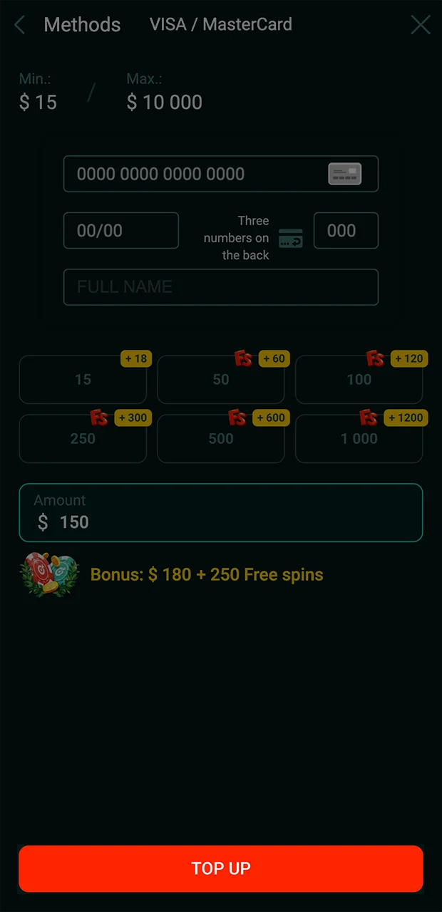 Check the information and complete your account top-up on the Pinco website.