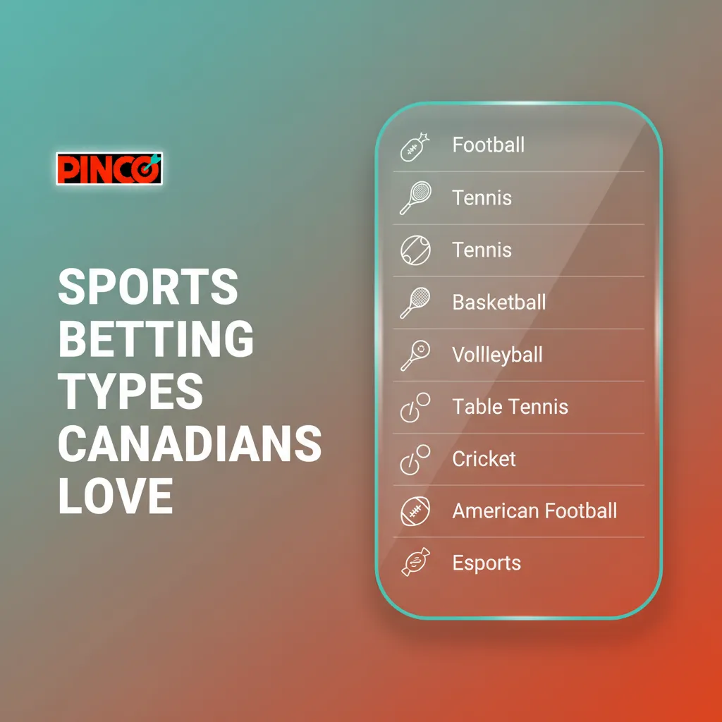 Graphic on Canadian sports betting: NHL, CFL/NFL, NBA, soccer, MLB, tennis; moneylines, spreads, props, futures, live.