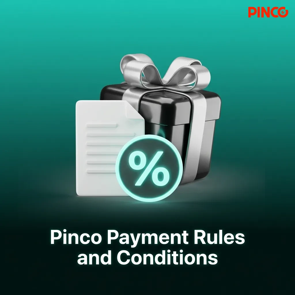 Financial transaction rules page showing verification requirements, wagering policies, and withdrawal limits for Pinco platform